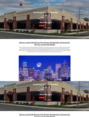 The old Alexius Denver's Locksmiths website before redesigning.